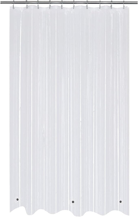 Mrs Awesome Stall Shower Curtain Liner with 3 Magnets 54 x 72 inch, PEVA 8G Thick & Heavy Duty Plastic Shower Curtain for Bathroom, Waterproof, 54x72, Clear