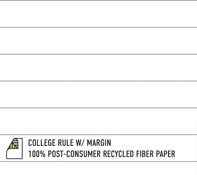 Composition Books, 4 Pack, Sustainability Designed, 9.75”x 7.5", 80 Sheets, 100% Recycled College Ruled Pages, Vegan, 2 Cover Designs, Made in USA