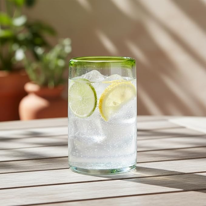 10 Strawberry Street Lime Rim Mexican Glassware, Hiball, Set of 4