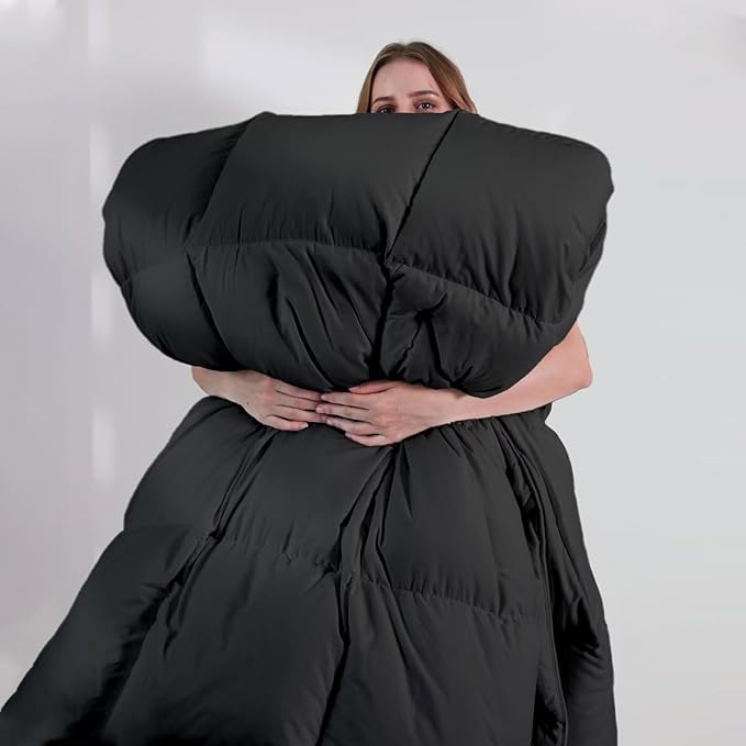 DOWNCOOL Comforters Twin Size, Duvet Insert,Black All Season Duvet, Lightweight Quilt, Down Alternative Hotel Comforter with Corner Tabs (Black, Twin 64x88 Inches)