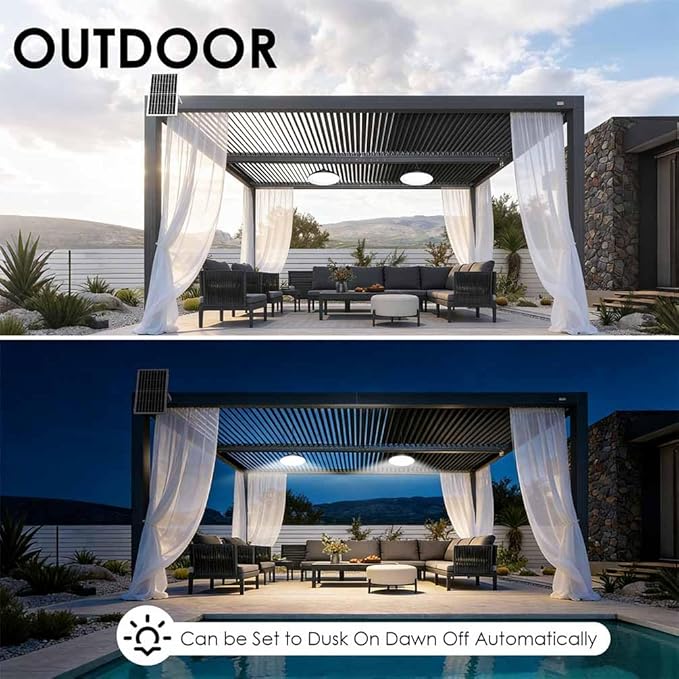 ZZE Solar Shed Light Indoor Outdoor with Dual Big 8.7” Dimmable Lamps, 2000LM Daytime Available Pendant Solar Powered Light with Remote Dusk to Dawn IP67 Waterproof for Gazebo, Storage, Shop, Barn