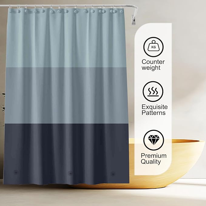 TIKABC Shower Curtain Liner, 4G PEVA Shower Liner, Plastic Peva Waterproof Shower Curtains, 72x72 inch with Grommet Holes 3 Magnetic Weights