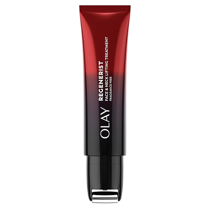 Olay Regenerist Neck and Face Roller, Neck Cream for Tightening and Firming, Anti-Aging Moisturizer for Women, Anti-Wrinkle Serum, Face Lift Cream, Cooling, Fragrance-Free, Hexa-Repair & NAD+, 1.7oz