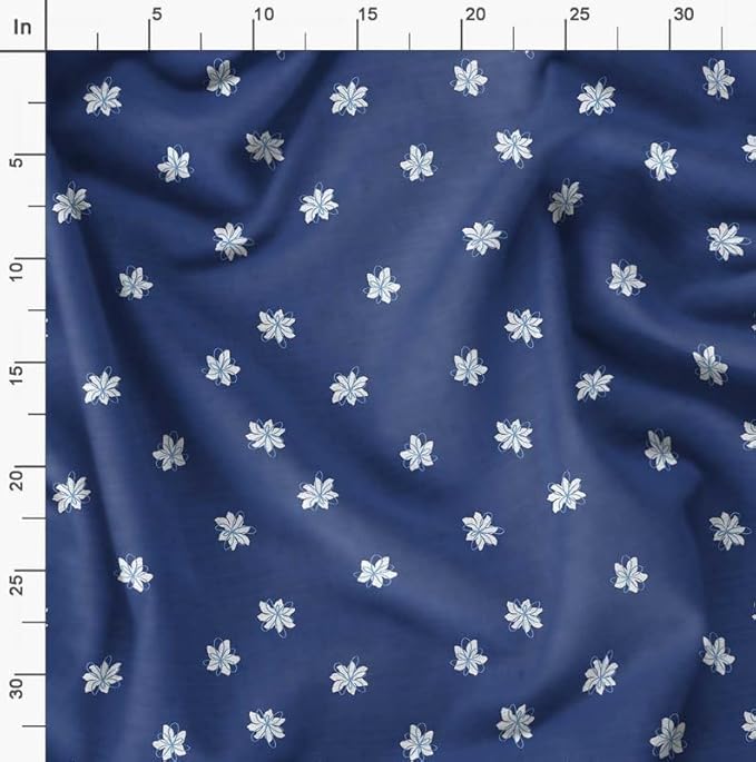 Soimoi Floral Print - Blue, Premium Cotton Cambric Fabric - Medium Weight Material for Quilting, Kurtis, Blouse, Kids Clothing, Tunic, Curtains - 42" Inch Wide, 1 Yard