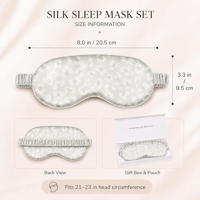 Silk Sleep Mask Light Blocking Luxury 100% Mulberry 22mm Silk Eye Mask Eye Cover Blindfold Ultra Soft Light & Comfy Anti Aging Skin Care with Travel Bag Gift Package