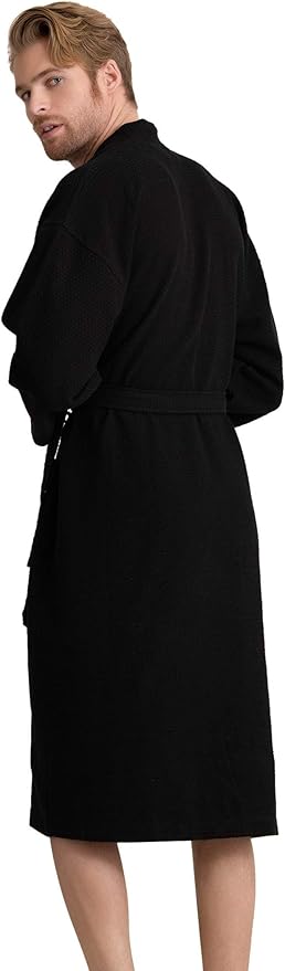 Men's Luxury Waffle Weaved Cotton Bathrobe - Lightweight & Soft - Quick Dry & Absorbent - Spa Robe for Men