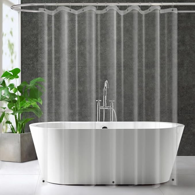 ZEMAHOME Extra Long Clear Plastic Shower Curtain Liner - Lightweight 72" x 80" Transparent Bathroom Shower Showroom Curtain Liner with Rustproof Metal Gromments and Weighted Magnet