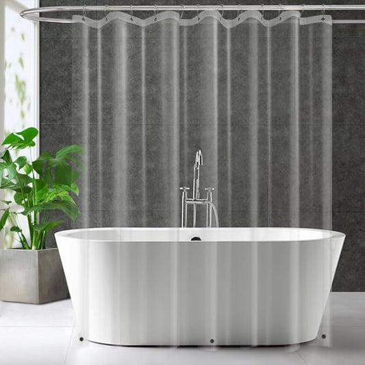 ZEMAHOME Extra Long Clear Plastic Shower Curtain Liner - Lightweight 72" x 80" Transparent Bathroom Shower Showroom Curtain Liner with Rustproof Metal Gromments and Weighted Magnet