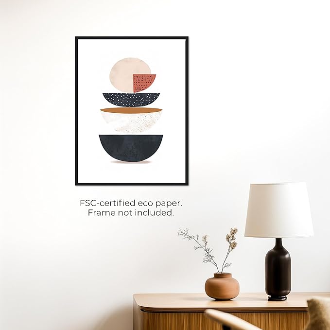 Moonow7 Large Boho Geometric Poster, Modern Abstract Wall Art Prints in Earth Tone Minimalist Style for Living Room Bedroom Entryway Wall Decor, Aesthetic Artwork, Unframed, Size 24x36 / 60x90 cm