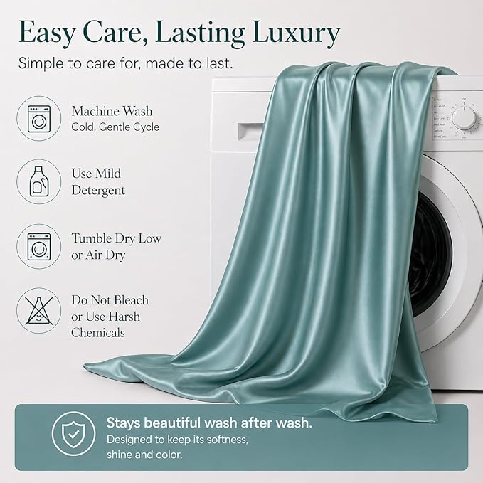 22 Momme Silk Pillowcase for Hair and Skin Made in USA,100% Pure Mulberry Silk Pillow Cases, 6A Grade Natural Organic Silk, Oeko-TEX Certified, Anti Aging, 1 Pack 20"x26" (Standard, Mineral Blue)