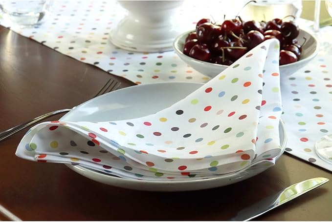 Huddleson Piccadilly Polka Dot Linen Napkin (Set of Four) Italian Luxury Made in US Sewn in US