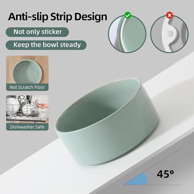 Havniva 8.3inch Ceramic Raised Dog Bowl with Stand, Elevated Dog Bowls for Large Breed Dog Food and Water Bowl Non-Slip Dog Dish Large Capacity Feeding Pet Water Bowl