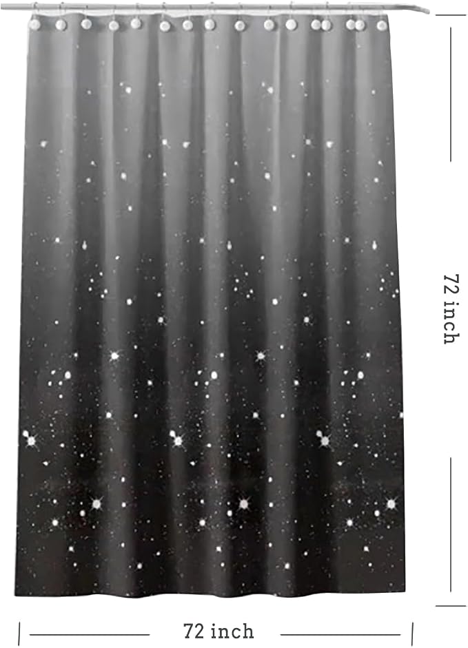 TIKABC Shower Curtain Liner, 4G PEVA Shower Liner, Plastic Waterproof Shower Curtains, with Grommet Holes and 3 Magnetic Weights(Gradient Black)