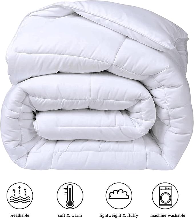COHOME Premium Twin XL Size Cooling Comforter, All-Season Quilted Down Alternative Duvet Insert, Luxury Hotel GentleSoft Comforter with Anti-Clump Tech & 8 Tabs - Reversible - White 68x92 inches