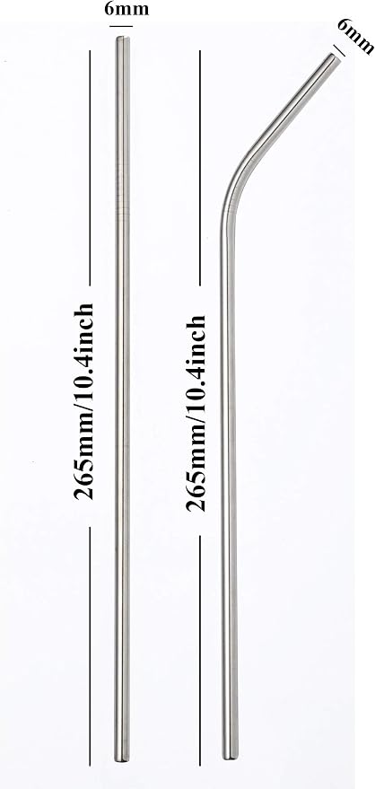 Reusable Metal Bent Straws 50pack in Bulk,10.5inch Stainless Steel Drinking Straws for 30oz/20oz Tumblers Yeti Cups Child Metal Straws(New All bent 50pcs -10.5" Silver)