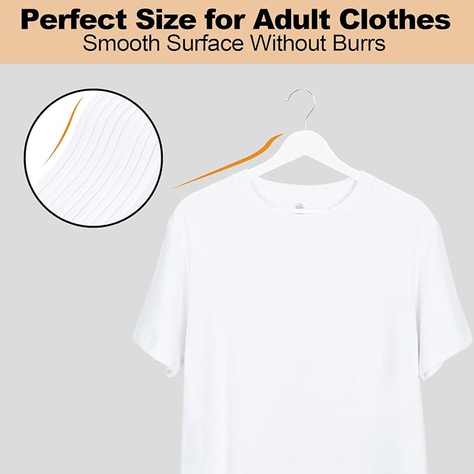 Wooden Hangers 30 Pack, Wood Hangers with Extra Smooth Finish, Precisely Cut Notches & Chrome Swivel Hook, Wooden Clothes Hangers for Shirt Coat Jacket Dress, White