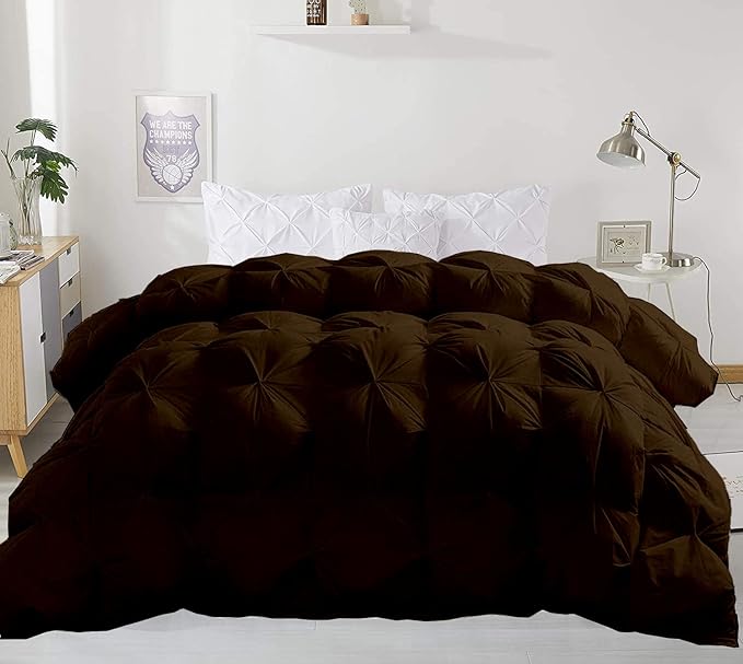 Hypoallergenic 1000-TC Pinch Pleated Down Alternative Comforter California King Size 102 x 96 Inches 1pc Comforter & 2 pcs Pillow Covers, 700 GSM & All Side Corner Tabs 100% Egyptian Cotton
