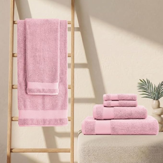 BIOWEAVES 100% Organic Cotton 700 GSM Plush Premium Washcloths 13" x 13" GOTS Certified, Face Towels Perfect for Home & Bathroom - Dusty Pink, Pack of 12