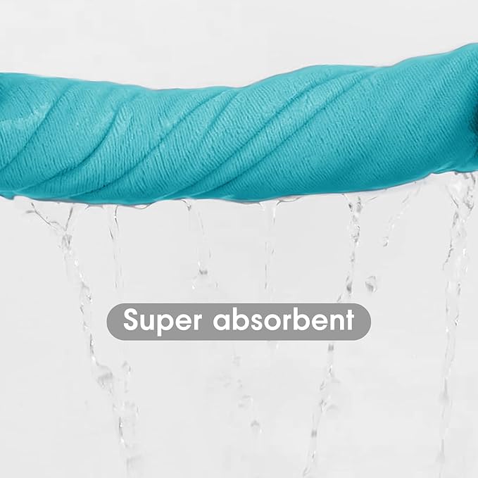 JML Large Microfiber Bath Towels Set, 2 Pack 30" x 60" - Soft, Absorbent, Quick-Drying, Bathrooom Towel with Hanging Loop for Hair Wrap, Sauna,Fitness, Sport, Yoga, Aquamarine
