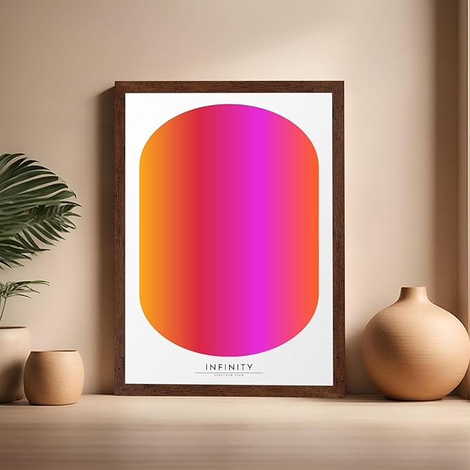 Monem Art Infinity Spectrum Gradient Print - Modern Geometric Abstract Poster - Wall Decor for Living Room, Bedroom or Office - 16x20 Brown Framed Wall Art by Rs Lab Studio