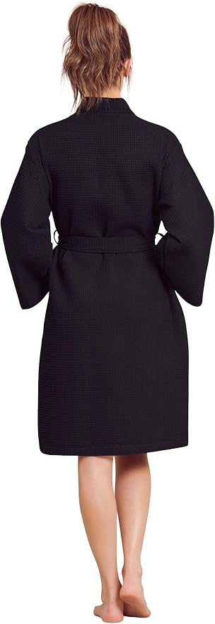 Soft Touch Linen Women's Kimono Waffle Robe-Luxurious & Absorbent & Quick Dry-Cotton & Polyester Blend