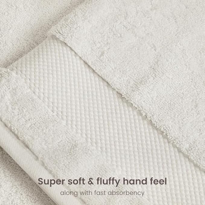 BIOWEAVES 100% Organic Cotton Bath Sheet Set of 2 | Soft Oversized Bath Towels | 700 GSM Premium Bath Towel Sheet Set GOTS Certified - Ivory