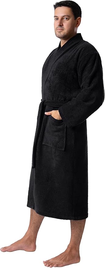 BAGNO MILANO Organic Men Bathrobe, GOTS Certified Organic Turkish Cotton Luxury Kimono Robe, Made in Turkey