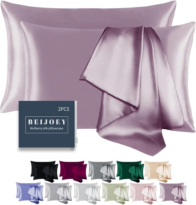 100% Mulberry Silk Pillowcase for Hair and Skin,with Hidden Zipper,Both Sides 19 Momme 600 Thread Count Natural Silk Pillow Cover,Soft Breathable Smooth (Pink, Standard 20''x26'')