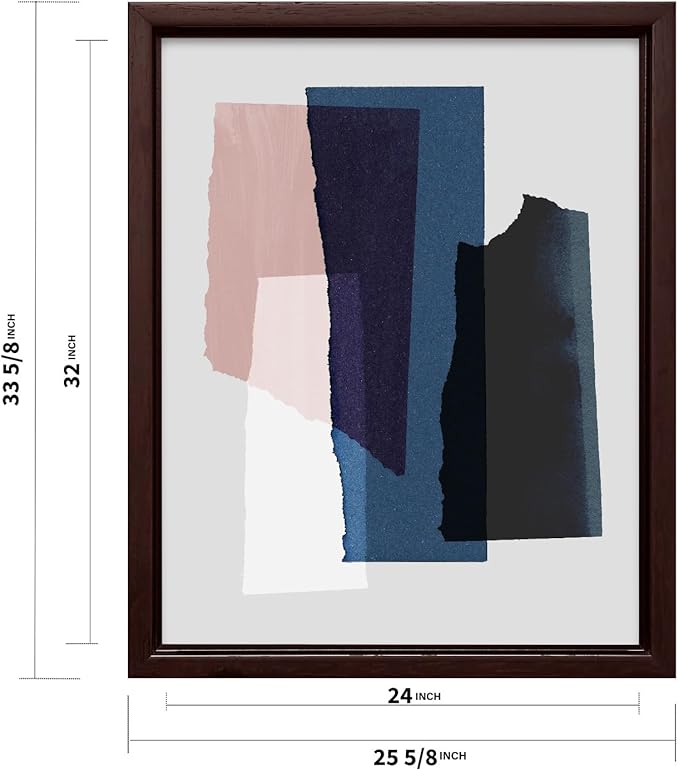 Monem Art Abstract Torn Paper Collage Print - Minimalist Modern Art Poster - Wall Decor for Living Room, Bedroom or Office - 24x32 Brown Framed CANVAS Wall Art by Mareike Bohmer
