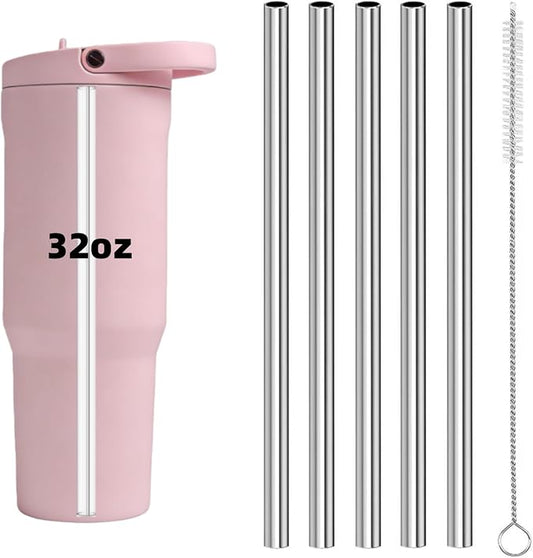 5Pcs Metal Replacement Straw Compatible for HydroJug 20oz 32 oz 40oz, Tritan Clear Drinking Straws Fit for HydroJug Sports and Traveler Stainless Steel Water Bottle Accessories (32oz, Sport)