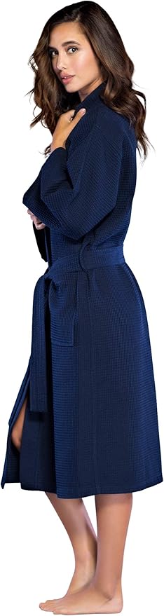 Turquaz Lightweight Long Waffle Kimono Spa Robe for Women