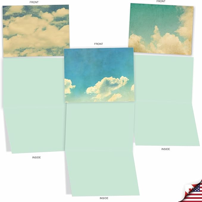 The Best Card Company - Box of 10 All Occasion Cards Blank (4 x 5.12 Inch) - Scenic Landscape Cards Assorted - Cloud 9 M2036