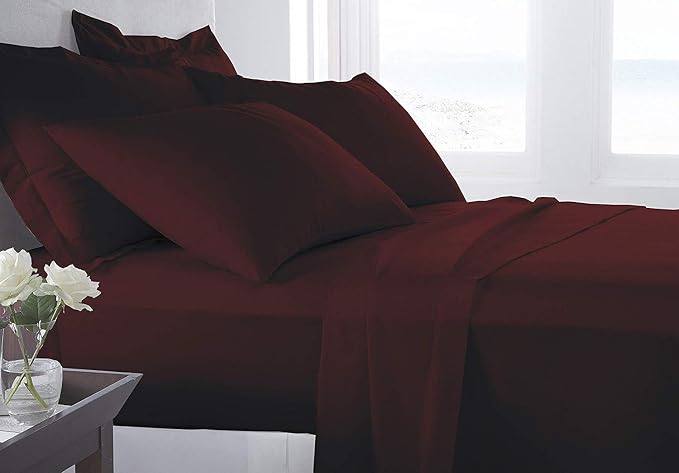 Organic Cotton Bed Sheets Set - 400TC Full Size Ultra Wine - 4 Piece Bedding - 100% GOTS Certified, Soft Silky Shiny, Luxury Finish Bedsheets - Fits 18" Deep Pocket Mattress