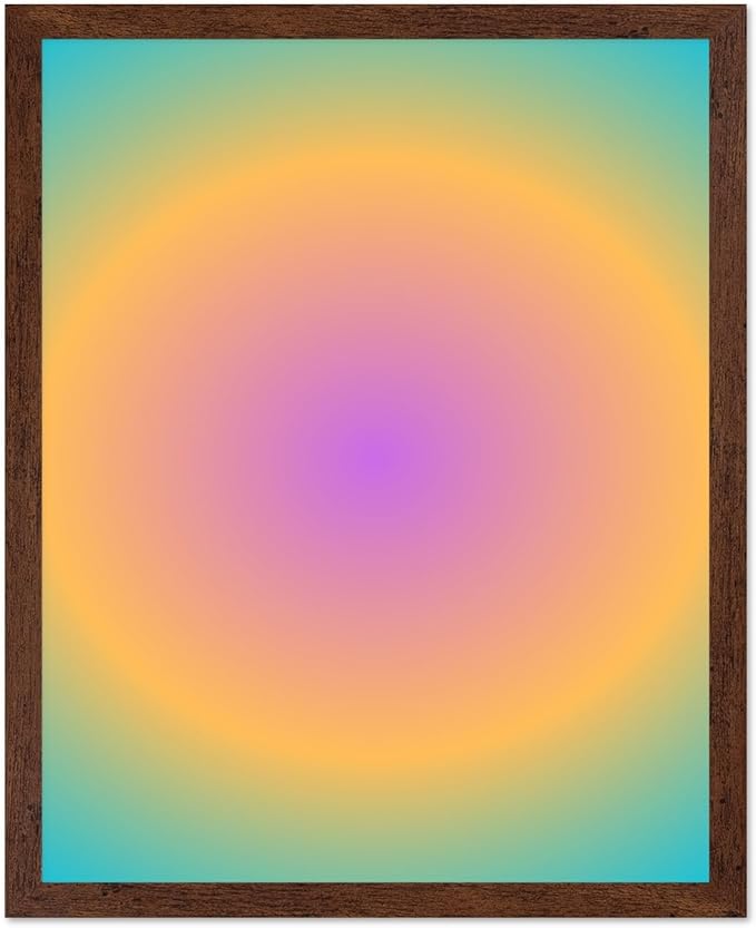 Monem Art Radiant Gradient Glow Print - Modern Abstract Color Field Poster - Wall Decor for Living Room, Bedroom or Office - 12x16 Brown Framed Wall Art by Rs Lab Studio