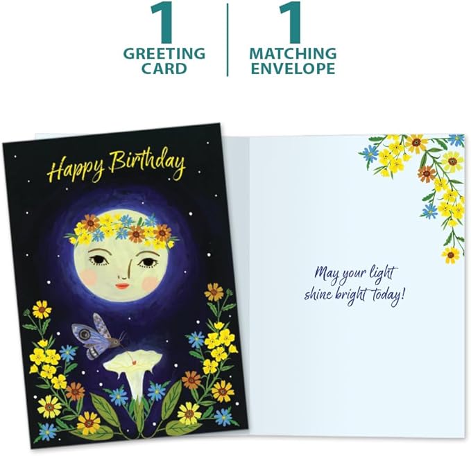 Tree-Free Greetings - Birthday Card - Artful Designs - 1 Card + Matching Envelope - Made in USA - 100% Recycled Paper - 5 x 7 - Light Love Spirit (GO65242)