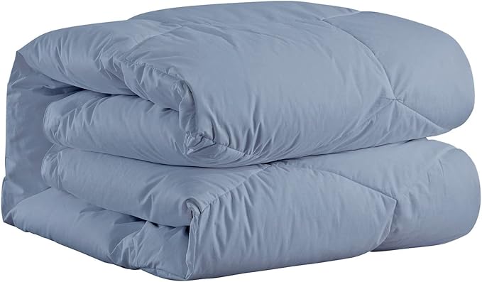 Feather and Loom Honeycomb Stitch Down Alternative All Season Comforter - Soft and Easy Care Microfiber Cover, Hypoallergenic High Loft Fiber Fill, Machine Washable - Color: Light Blue Size: King