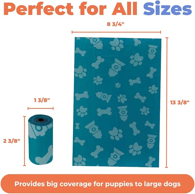 Best Pet Supplies Dog Poop Bags (360 Bags) for Waste Refuse Cleanup, Doggy Roll Replacements for Outdoor Puppy Walking and Travel, Leak Proof and Tear Resistant, Thick Plastic - Turquoise