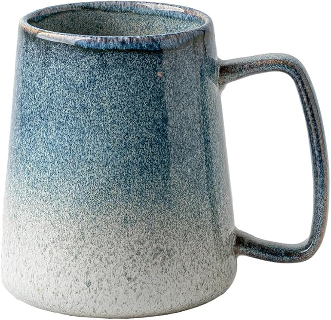 24 OZ, Large Ceramics Coffee Mugs with Handle, Extra Large Tea and Coffee Cup for Office and Home，Microwave and Dishwasher Safe,For Gift and Present(Flowing Sand Blue)