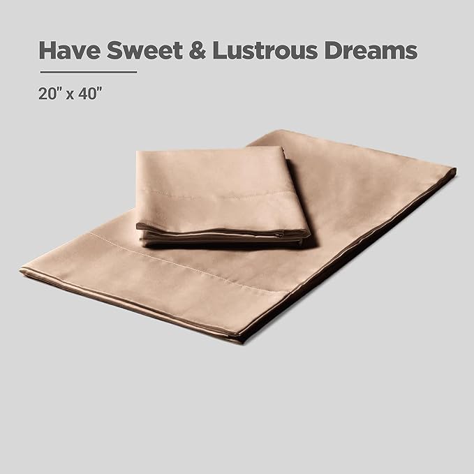 FABDREAMS 100% Organic Cotton King Pillowcases | 400 Thread Count | Luxury Hotel Collection|GOTS Certified Long Staple Cotton|Smoother Than Egyptian Cotton|Set of 2-20" x 40"|Taupe