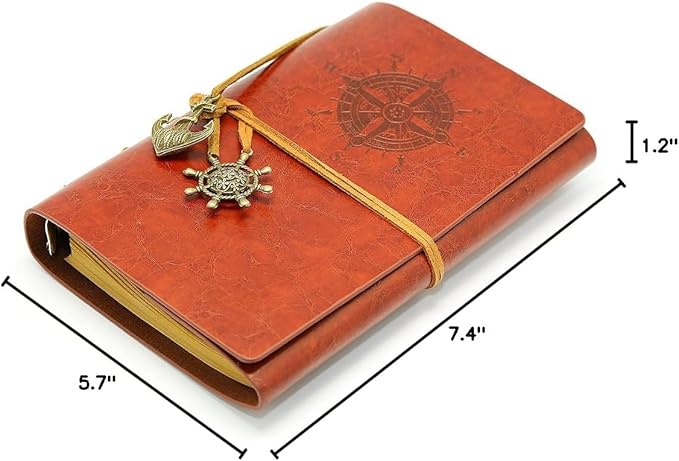 EvZ 7-Inch Refillable A6 Binder Notebook - Premium Vegan Leather Personal Planner, Eco-Friendly Journal with 6-Ring Loose-Leaf System for Writing, Business, and Creative Sketches, Red Brown