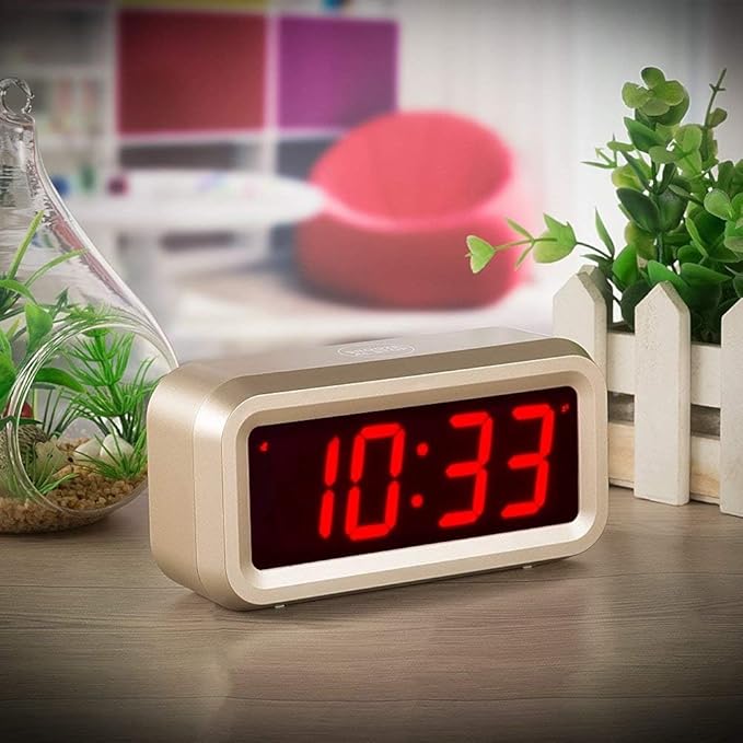 Alarm Clock for Bedrooms, LED Digital Clock Battery Operated Small Wall Clock with 3 Level Brightness Adjustable,Snooze,12/24Hr,1.2" Digital Display for Desk, Bebside,Table, Travel