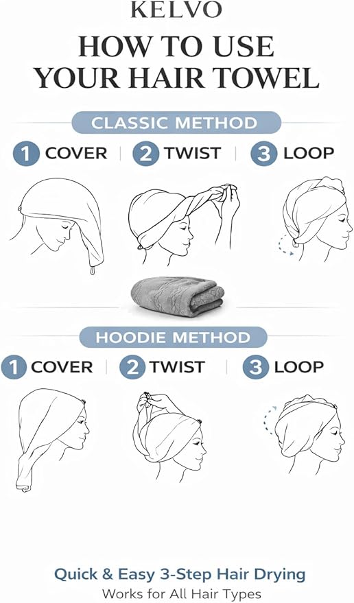 KELVO Microfiber Hair Towel Wrap for Women - Pack of 3, 350 GSM Super Absorbent Quick Dry Hair Turban, Anti-Frizz Head Wrap for Curly, Long & Thick Hair, Soft Hair Drying Towel. (3 Pink Solid)