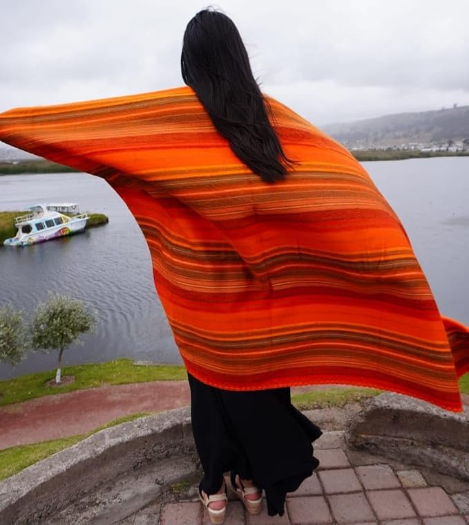 Alpaca Wool Throw Blanket 95" x 65", Orange, Queen | Ultra-Soft, Warm & Breathable, Hypoallergenic, Non-Itchy, Lightweight