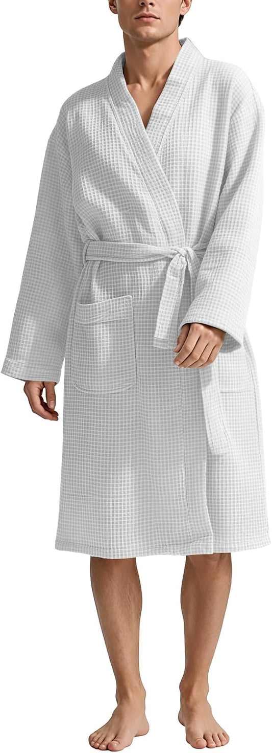 Lightweight Waffle Robe - Soft Cotton Bathrobe Spa Bathrobe for Daily Wear Home & Hotel
