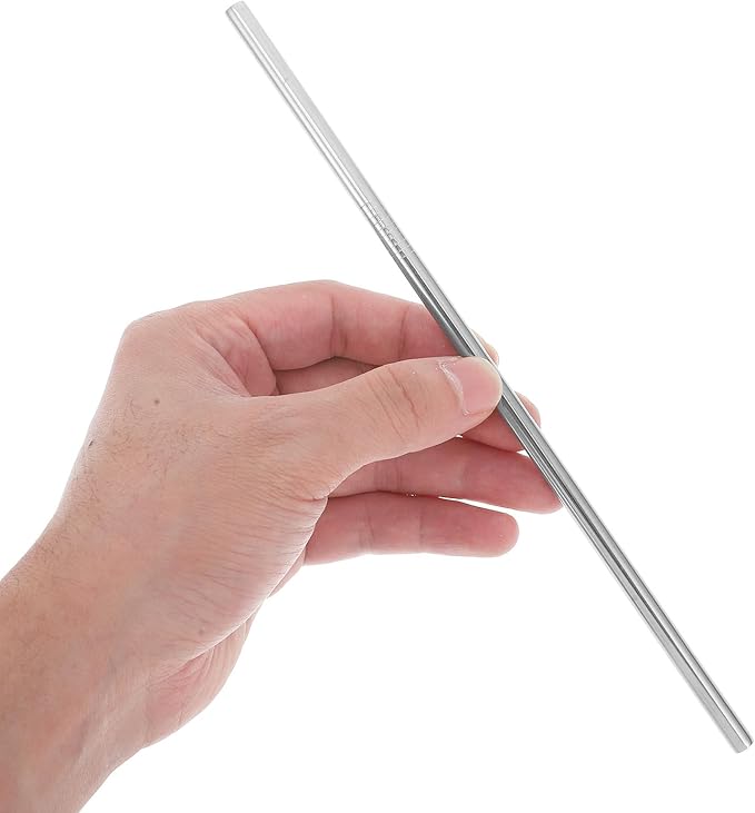 FOMIYES Reusable Stainless Steel Straws Set with Gold Plated Thick Bent and Straight Straws Silver 6pcs Kit for Smoothies and Drinks