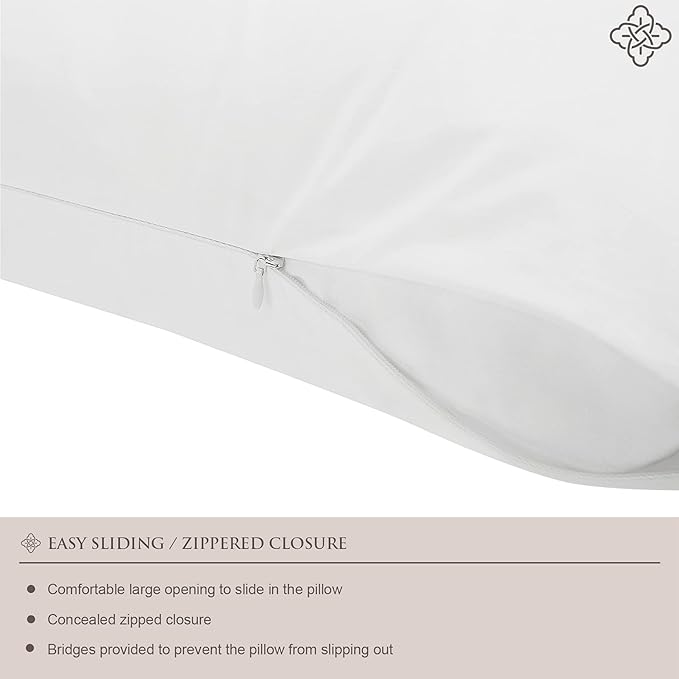 BIOWEAVES 100% Organic Cotton Breathable Pillow Protectors GOTS Certified with Zipped Closure – Queen, 20” x 30”, 4-Pack