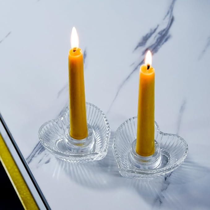 6'' Natural Beeswax Taper Candles Set of 12, DEYBBY Smokeless and Dripless Pure Organic Beeswax Candles, 4-5Hrs Burn Time, Nontoxic