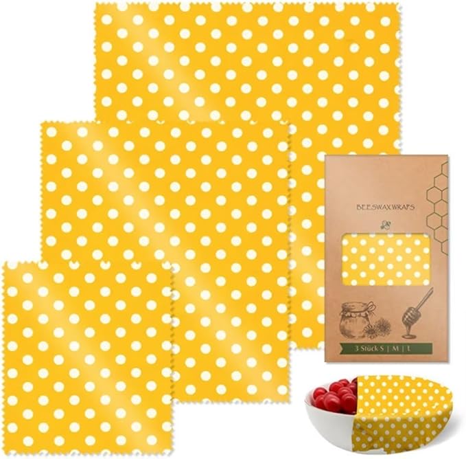 Beeswax Wraps Yellow Semilattice Wrapping Paper 3 PCS Set Kitchen Products All Reusable Eco-Friendly Beeswax Food Wrap