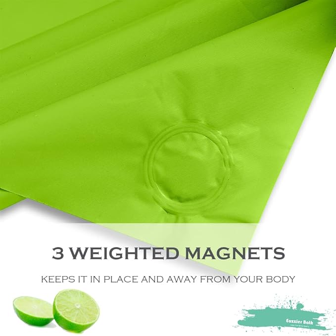 Lime Green Plastic Shower Curtain Or Liner, 72x72 Inch Lightweight Plastic Bathroom Shower Showroom Inner Curtain with Rustproof Metal Grommet Holes and Weighted Magnets