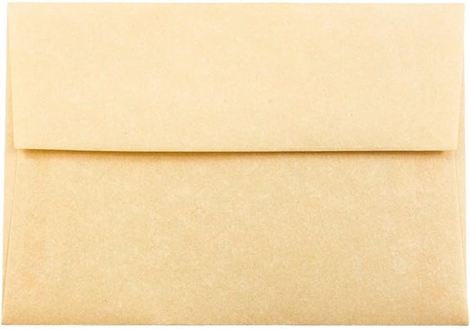 JAM PAPER Blank Greeting Cards Set with Envelopes - A6-4 3/4 x 6 1/2 - Parchment Recycled Antique Gold - 25/Pack